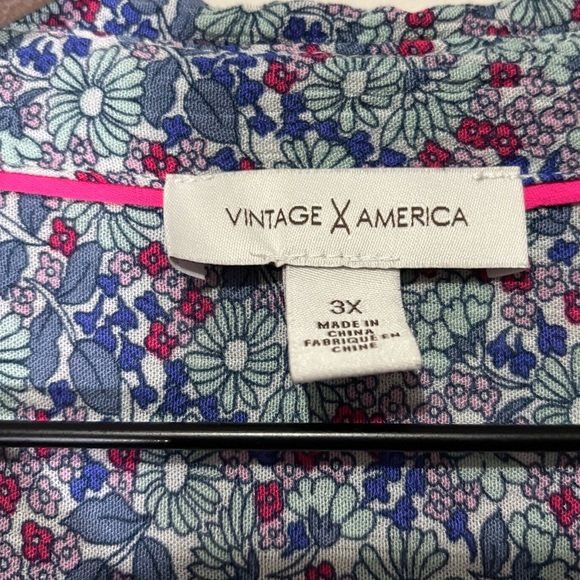 Vintage America Elsie Peplum Blouse Size 3X Floral Cottagecore Peasant Boho - Picture 3 of 15